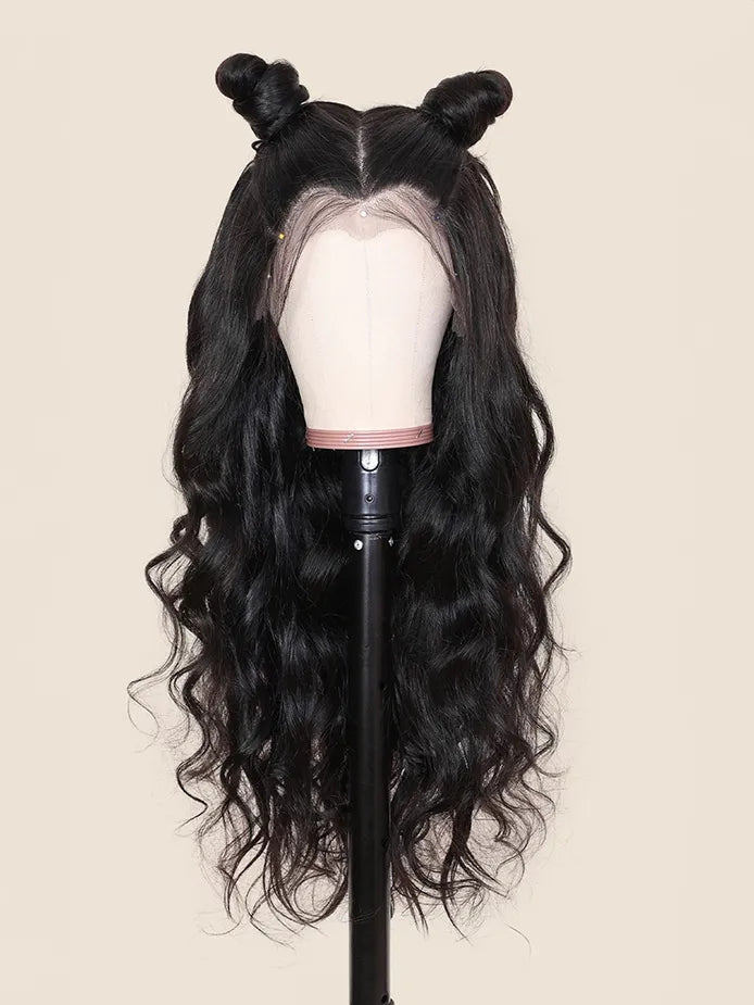 Yoody hair 13x4 Transparent Lace Front Natural Wave Black Wig Pre Plucked Natural & Versatile