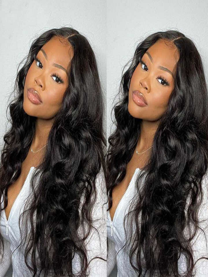Yoody hair 13x4 Transparent Lace Front Natural Wave Black Wig Pre Plucked Natural & Versatile